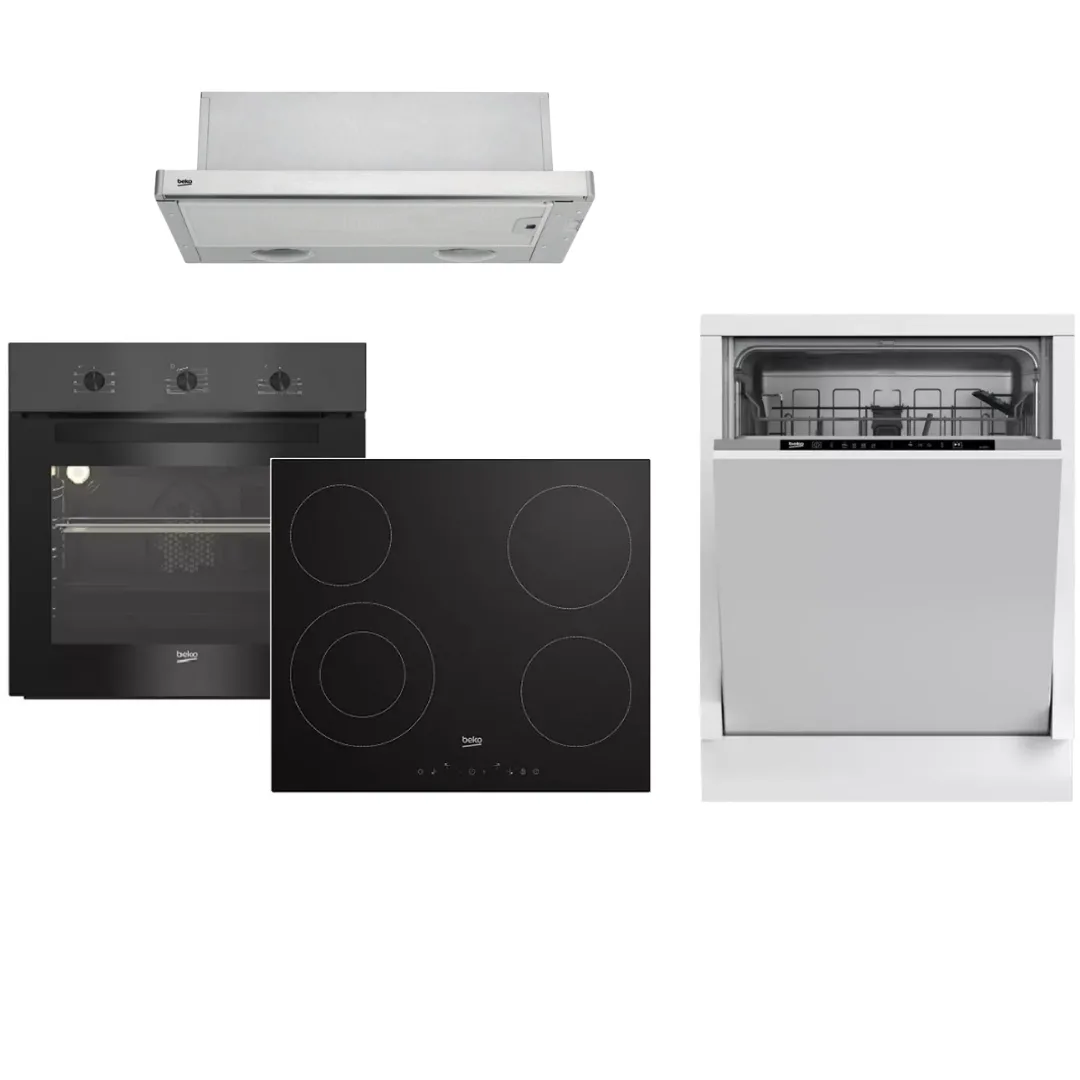 Set Furre + Suprine Beko BBSE11120BD 71L + Lavastovilje Incaso 60cm Beko DIN34330 + Aspirator 60cm Beko CTB6407X
