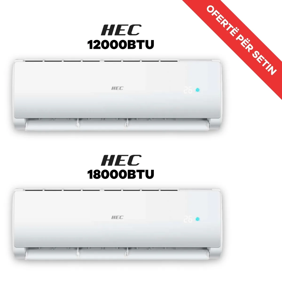 Set Kondicionerësh HEC Inverter WiFi 12000 & 18000 BTU A++/A++ – Mono-Split për Ftohje dhe Ngrohje Efikase