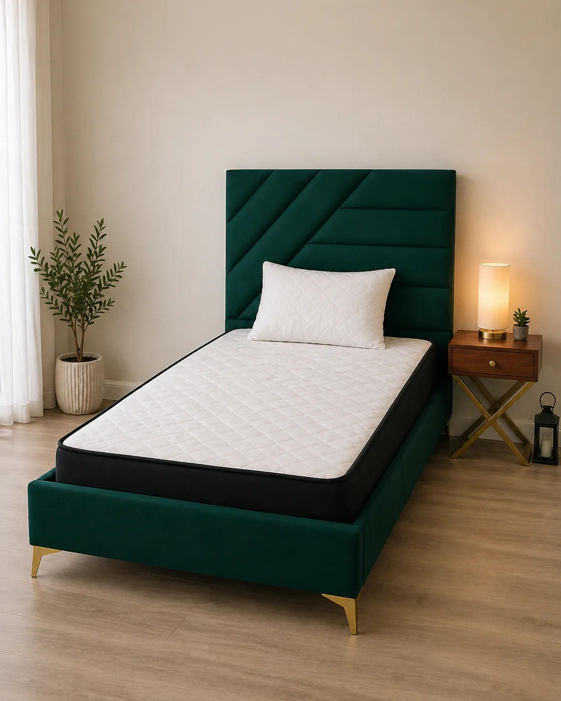 Set Krevat Arte Jeshile (90x190) + Dyshek Starflex 19x90x190cm + Jastëk Komfort 40x60 / Zgare Krevati