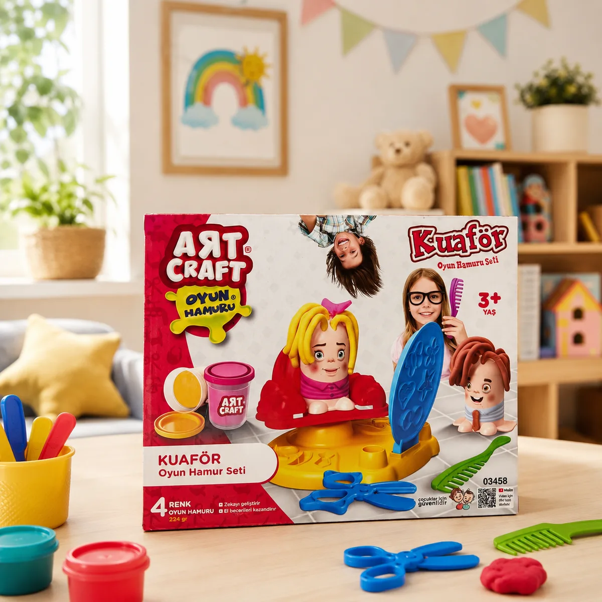 Set Parukerie për Fëmijë - Art Craft Kuaför Oyun Hamuru Seti