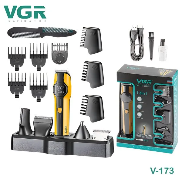 Set Profesional Grooming VGR V-173 13-në-1 IPX7 Waterproof me Bateri 1500mAh dhe Tehe
