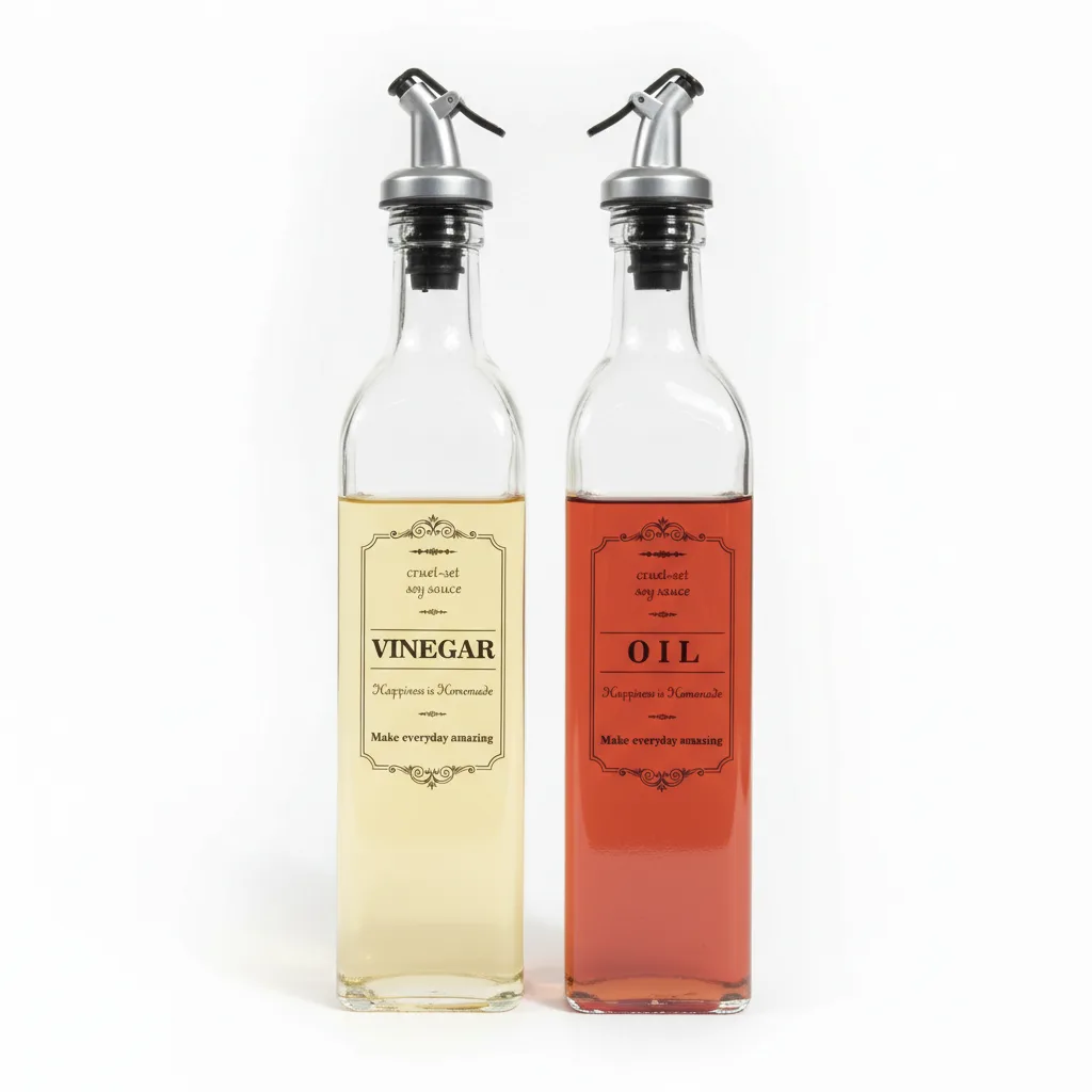 Set Shishesh Xhami për Vaj & Uthull, 520 ml (2 copë) me Kapak Derdhës