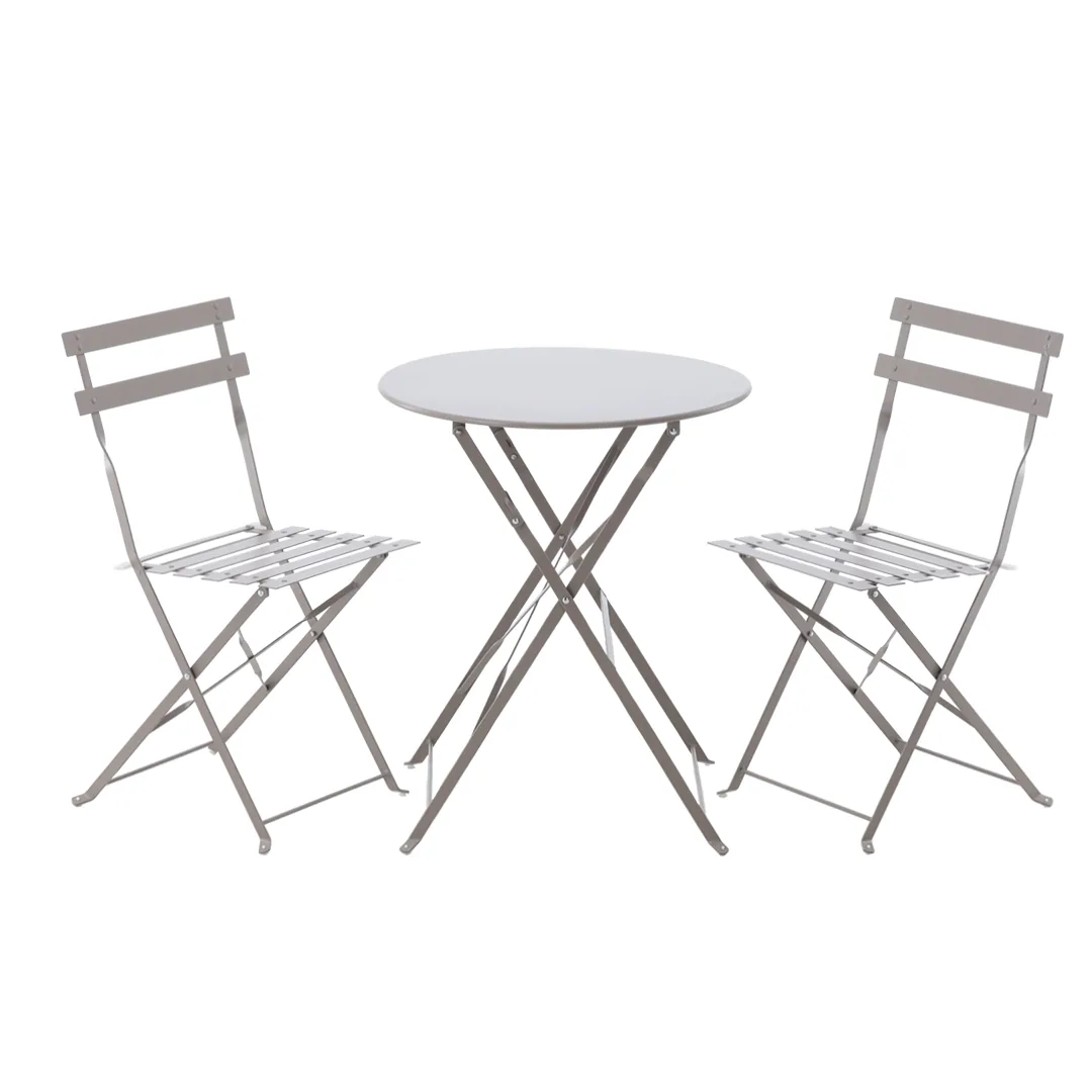Set Tavoline e Rrumbllaket Bueno + 2 Karrige - Gri