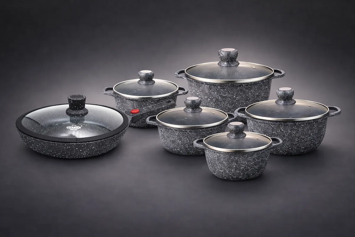 Set Tenxhere Mueller Premium 10Pcs Veshje Guri Induksion + Tigan Uakeen Germany VK-305 24cm 2L