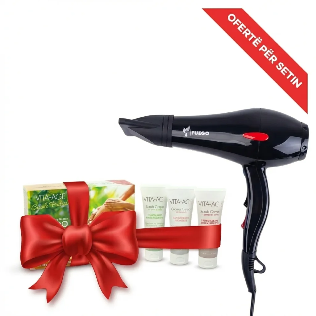 Set Tharëse Flokësh FUEGO RG-5100 2100W + Produkte Trupi Bottega di LungaVita Vita-Age Dhuratë