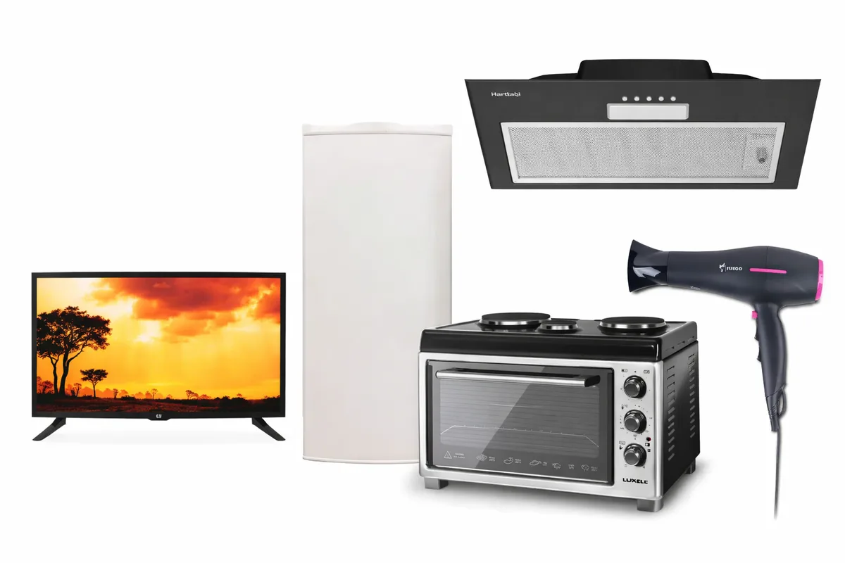 Set TV 32" Hoobart + Frigorifer Minibar 93L Hoobart + Mini Furre Luxell 40L + Aspirator Inkaso Hoobart + Tharese Flokesh Fuego