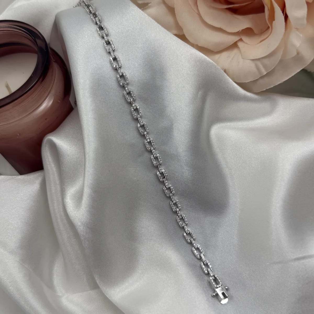 Srebrna link narukvica Crystal Link sa cirkonima – 8.4g