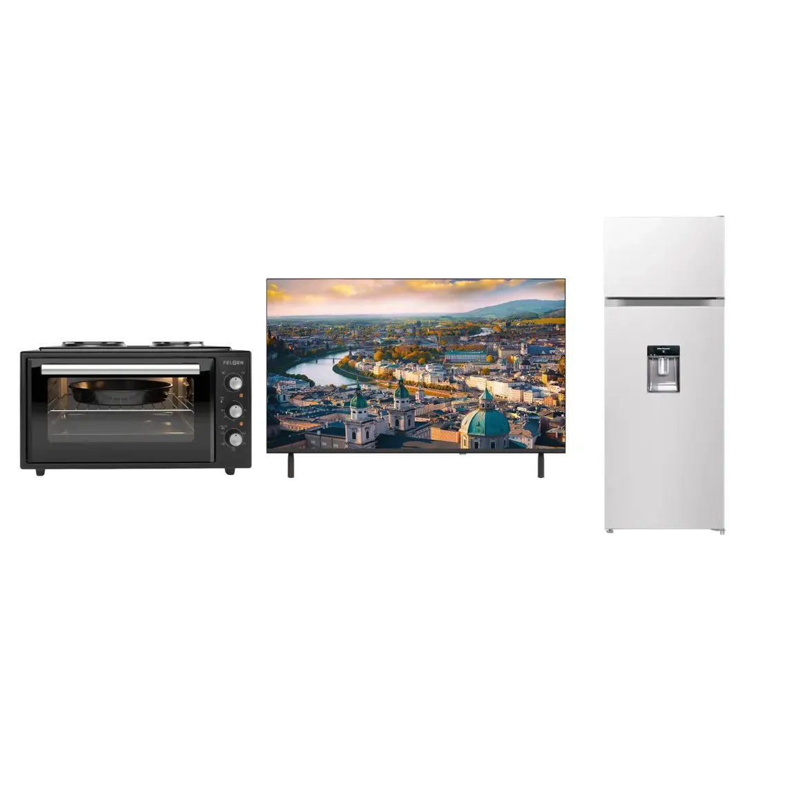 Set Mini Furre 45L Felsen + TV 40" Felsen Smart Android + Frigorifer 207L Felsen A+