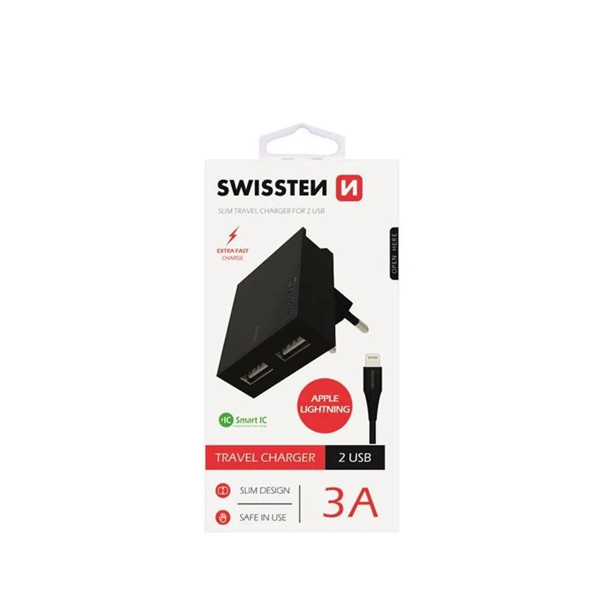 Swissten SLIM Travel Charger FOR 2 USB 3A - R&R Computer Services