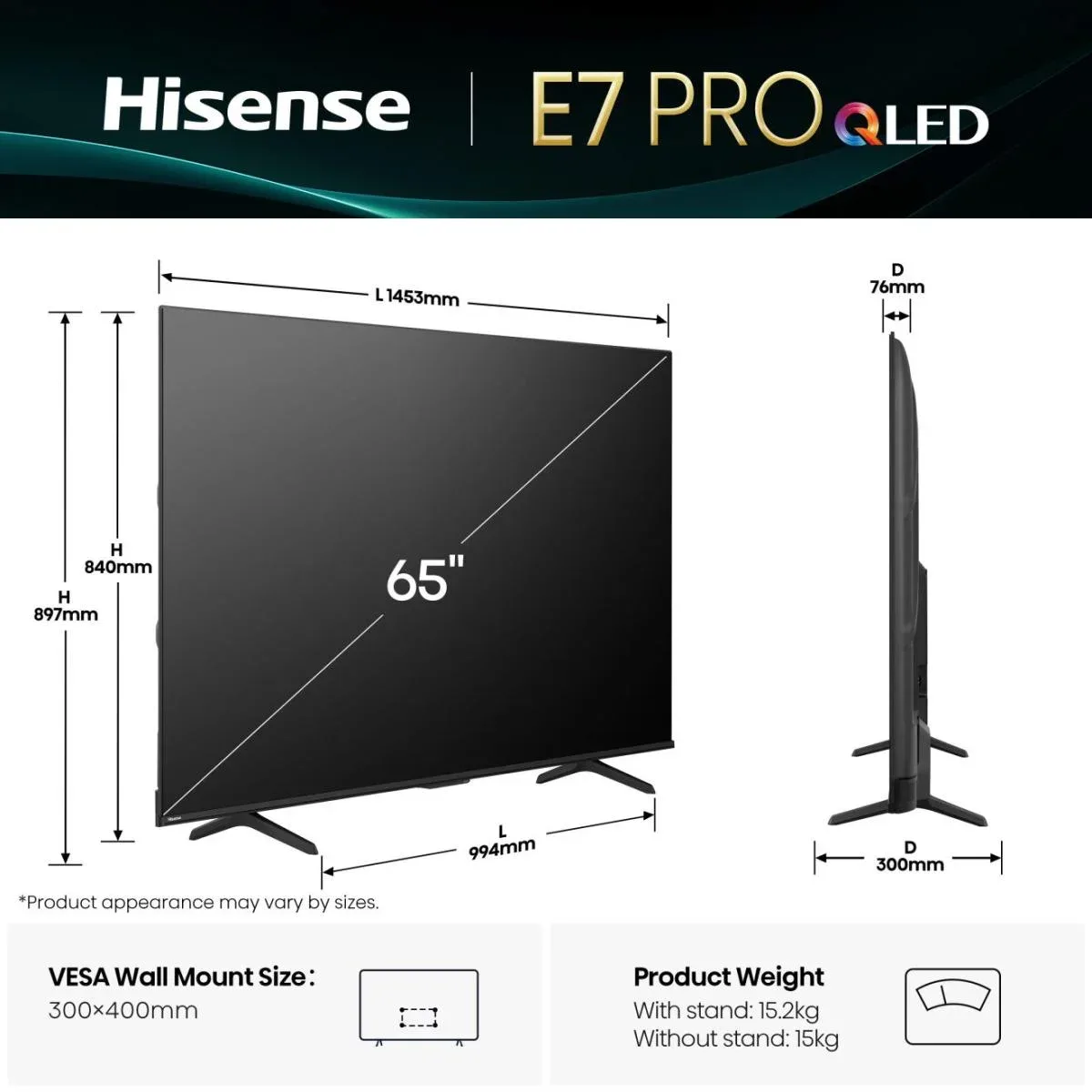 TV Hisense 65E7Q PRO