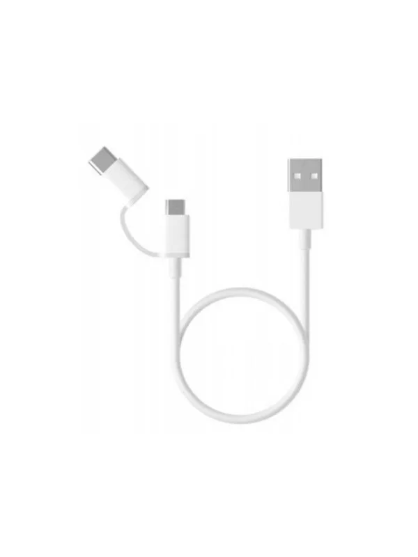Kabell Xiaomi 2-IN-1 USB CABLE MICRO USB TO TYPE-C WHITE